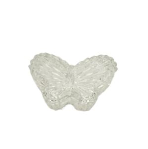 Vintage Cut Glass Butterfly Trinket Jewelry Keepsake Box Dish w/lid